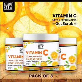 Barbers Crew Vitamin-C Face & Body Gel Scrub For Men & Women-100gm-Packof-3-Jar- Scrub