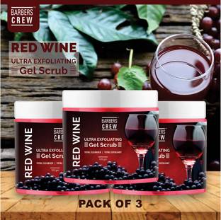 Barbers Crew Red Wine Face & Body Gel Scrub For-100gm-Packof-3-Jar-300gm Scrub