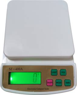 ZYNATY Digital 10kg Kitchen Scale With RECHARGABLE 8 hour Bacckup,AC Adaptor White Weighing Scale