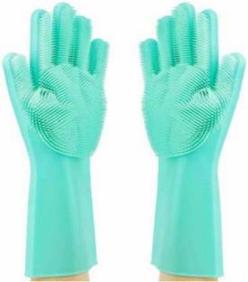 Surat Dream Dish Washing Gloves Silicon Hand Cleaning Scrubber For Kitchen Pet Grooming Kit Wet and Dry Glove Set