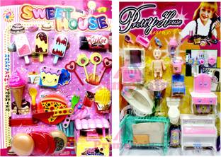 PRIMEFAIR Doll House Pizza Ice Cream, Set for Girl's Combo of 2 Doll House Pretend Play Se