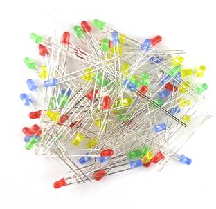 SAMAES 100 Pics 3mm LED Red, Green, Blue, Yellow, White, 20 pics Each Color Led Light Electronic Hobby Kit