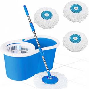 V-MOP Classic Dry Bucket Spin Magic Mop with 3 Super Microfiber Refiils for Home Mop Set, Duster, Mop, Cleaning Wipe, Bucket, Floor Wiper, Mop Refill