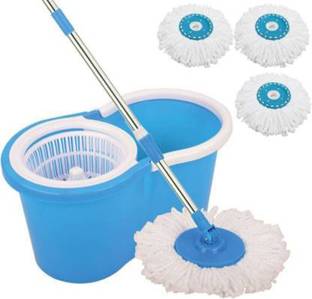 V-MOP Classic Dry Bucket Spin Magic Mop with 3 Super Microfiber Refiils for Home Mop Set, Duster, Mop, Cleaning Wipe, Bucket, Floor Wiper, Mop Refill