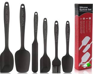 Unique Impex Non Stick Silicone Spatula, 5 Piece Rubber-Silicone Spatula/Spoons/Brush Set 450ºF Heat Resistant for Nonstick Cookware Baking Cooking Mixing, Healthy & Non Toxic, Seamless One Piece & Non Stick - Easy to Clean - Dishwasher Safe Non-Stick Spatula