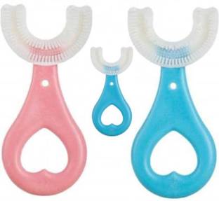 rdh Toothbrush for Kids, U-Shaped ,Soft Silicone Manual ,Age 2-12(Pack of3) Ultra Soft Toothbrush