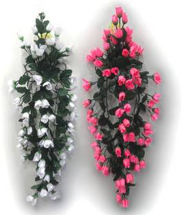 OM COLLECTIONS Artificial Creepers hanging flower Multicolor Rose Artificial Flower  with Pot