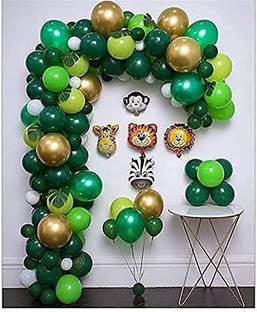 R G ACCESSORIES Solid Forest theme balloon garland combo jungle wild safari for birthday 66pcs Balloon
