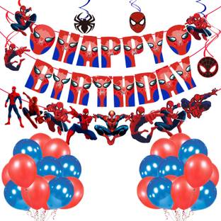ZYOZI Birthday Party Supplies Spiderman Theme Decoration Favors for Kids (Pack of 37)