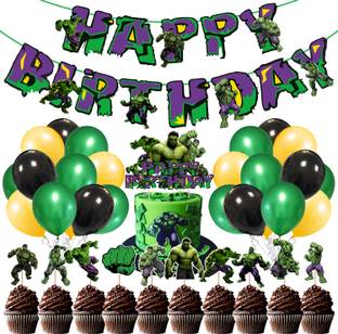 ZYOZI Hulk Birthday Party Supplies Hulk Theme Decoration Favors for Kids (Pack of 37)