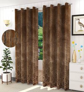 A Next Step 152.4 cm (5 ft) Velvet Semi Transparent Window Curtain (Pack Of 2)