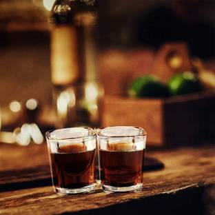 Adhunyk (Pack of 2) square short glasses for juice, drink, whiskey, vodka Glass Set Shot Glass