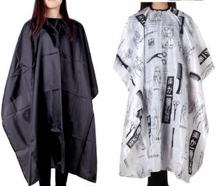 Uniqon Combo Of 2 Pcs Black and White Nylon Hairdressing Hair Cutting Sheet Makeup Apron