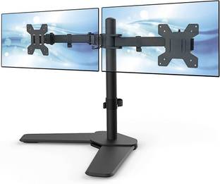 GITRU Dual LED LCD Monitor Desk Table Top Mount Freestanding for 2 Screens Upto 27" Desk Mount Monitor Arm