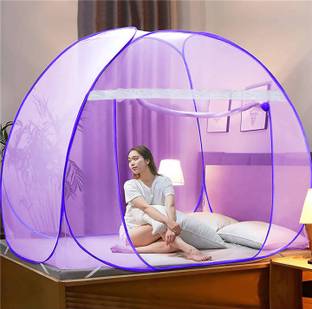 Aetrius Colourfull Foldable Type, Free Saviours (6.5 x 6.5 x 5 Feet) Polyester Washable Adults Mosquito Net