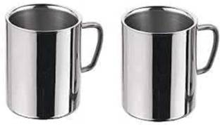 Vikas Metal Pack of 2 Stainless Steel double wall coffee mug