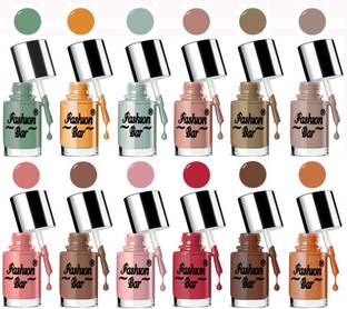 फैशन बार New HD Shine Pastel Color Nail Polish Combo Set एमरल्ड, पीला, डॉल्फिन ग्रे, सैल्मन, वैन डाइक, टौप, गुलाबी, रस्सेट, ओल्ड रोज़, रूबी, हिकरी, ब्रौंज