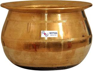 SKYTAIL Pure Bronze Pot (3 Liters)/Bronze Handi/Bronze Urli/Kansya Patra/Kancina Patre Pot 20 cm diameter 3 L capacity