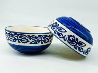 MAHAK MART Ceramic Serving Bowl Handcrafted Ceramic 200ml Serving Bowl Microwave & Freezer Safe Set of 2