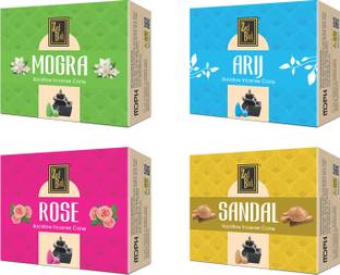 Zed Black Incense Dhoop Cone Sandal, Arij, Mogra, Rose Dhoop Cone Combo Pack Rose, Sandal Dhoop