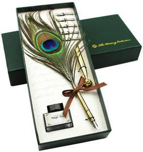 KRAFTMASTERS Antique Feather Quill Pen Set Antique Dip Feather Pen with 5 nibs Fountain Pen
