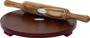 Primed 10 Inch Plywood Chakla With 12Inch Wooden Belan For Kitchen Roti and Khakra Maker