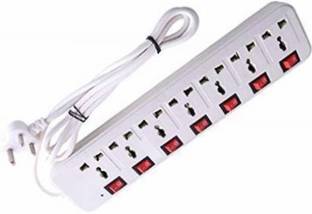D-DEVOX 7 SOCKET PLUS 1 SWITCH WITH ONE LED AND 3 MTR LONG WIRE CAPACITY UP TO 6AMP 7  Socket Extension Boards