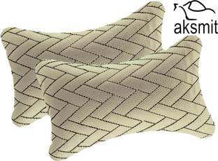 aksmit Beige Leatherite Car Pillow Cushion for Universal For Car