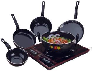 Flixbloom Perfect Induction Base Cookware Set of 5 Pcs Non-Stick Coated Cookware Set