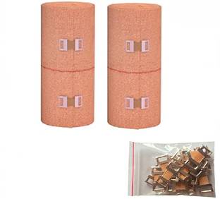 RARE OCEANS ELASTIC CREPE BANDAGE ( PACK OF 2) 10CM X 4 MTR FREE 10 PICS BANDAGE CLIPS Crepe Bandage
