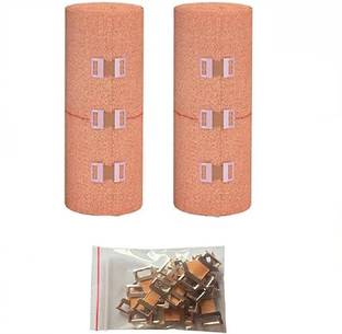 RARE OCEANS ELASTIC CREPE BANDAGE ( PACK OF 2) 15CM X 4 MTR EXTRA 10 PICS BANDAGE CLIPS Crepe Bandage