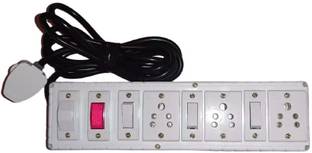 supriya led 3 socket ,3 switch, 1indicater,1 fuse, cable 1.5 mm, 1 plug (2 miter wair) Wall Plate