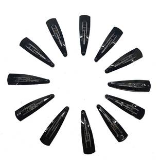 Myra Collection Regular Plain Black Tik Tak Clips set of 12 Tic Tac Clip