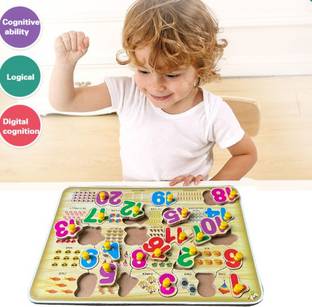SHALAFI Math Game Early Learning Toys Board Jigsaw Puzzle 1234 Matching Early Numbers