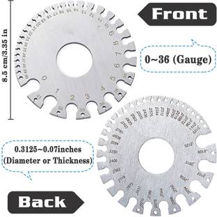 uptodatetools Wire Gage Measurement Tool Wire Measuring Ruler Dual-Sided Round Wire Cable Sheet Gage- Stainless Steel Metal Multiple Unit Measuring Wheel