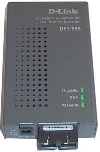D-Link DFE-855MI media converter converts 10/100BASE-TX Ethernet twisted –pair signals to fiber signals Maximum fiber cable distance for multi-mode is 2kms 5 Ports 1000 Mbps Smart Network Switch