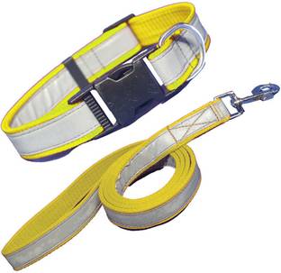 ALCAZAR Dog Collar Leash (Reflective at Night) Adjustable Large Size Dog Collar & Leash