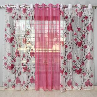 Mclimb 213.36 cm (7 ft) Tissue Transparent Door Curtain (Pack Of 3)