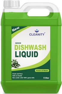 cleanity Dishwash liquid Disinfectant Dish & Utensil cleaner Neem (5000ml) Dish Cleaning Gel