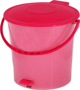 KUBER INDUSTRIES Plastic Pedal Dustbin/Wastebin With Handle, 5 Liter (Pink & Red) Plastic Dustbin