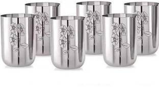 SakhujaTraders (Pack of 6) PIPE LASER PREMIUM GLASS SET OF 6 / MIRROR POLISH Glass Set Water/Juice Glass