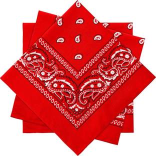 Bismaadh Paisley Unisex Bandana Scarf Men & Women Head Scarf Neck Scarves Bandana ["Red"] Handkerchief