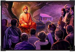 FURNATO | Painting of Swami Vivekananda | With UV Coated MDF Framing | Home Decor Digital Reprint 12 inch x 8 inch Painting