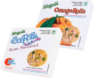 Bhagat's Heera Sweets Combo Rose And OrangeFlavoured sonroll mithai Box