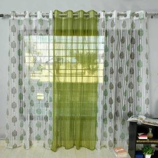 Mclimb 274.32 cm (9 ft) Tissue Transparent Long Door Curtain (Pack Of 3)