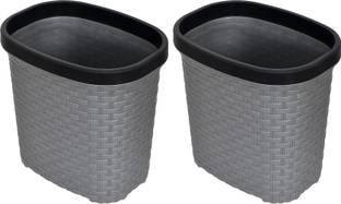 KUBER INDUSTRIES Open Plastic Dustbin Without Lid, 7 Litre- Pack of 2 (Grey) Plastic Dustbin