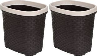 KUBER INDUSTRIES Open Plastic Dustbin Without Lid|Garbage Bin| 7 Litre- Pack of 2 (Grey) Plastic Dustbin