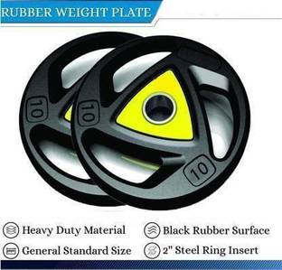 Hridya Trade 20 kg Olympic Triangle Weight Plates (10 Kg x2 )- 28 mm Hole Black Home Gym Combo