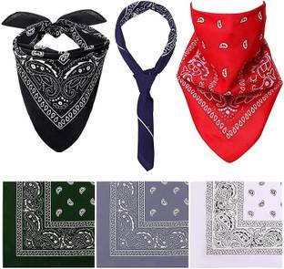 Bismaadh Bandanas Paisley Print Headbands Cowboy Bandanas Wristband Head Wrap Scarf ["Black, Blue, Red, Dark Green, Light Grey, White"] Handkerchief