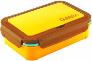 DUBBLIN Buffet Stainless Steel Insulated Airtight with spoon fork Yellow 2 Containers Lunch Box